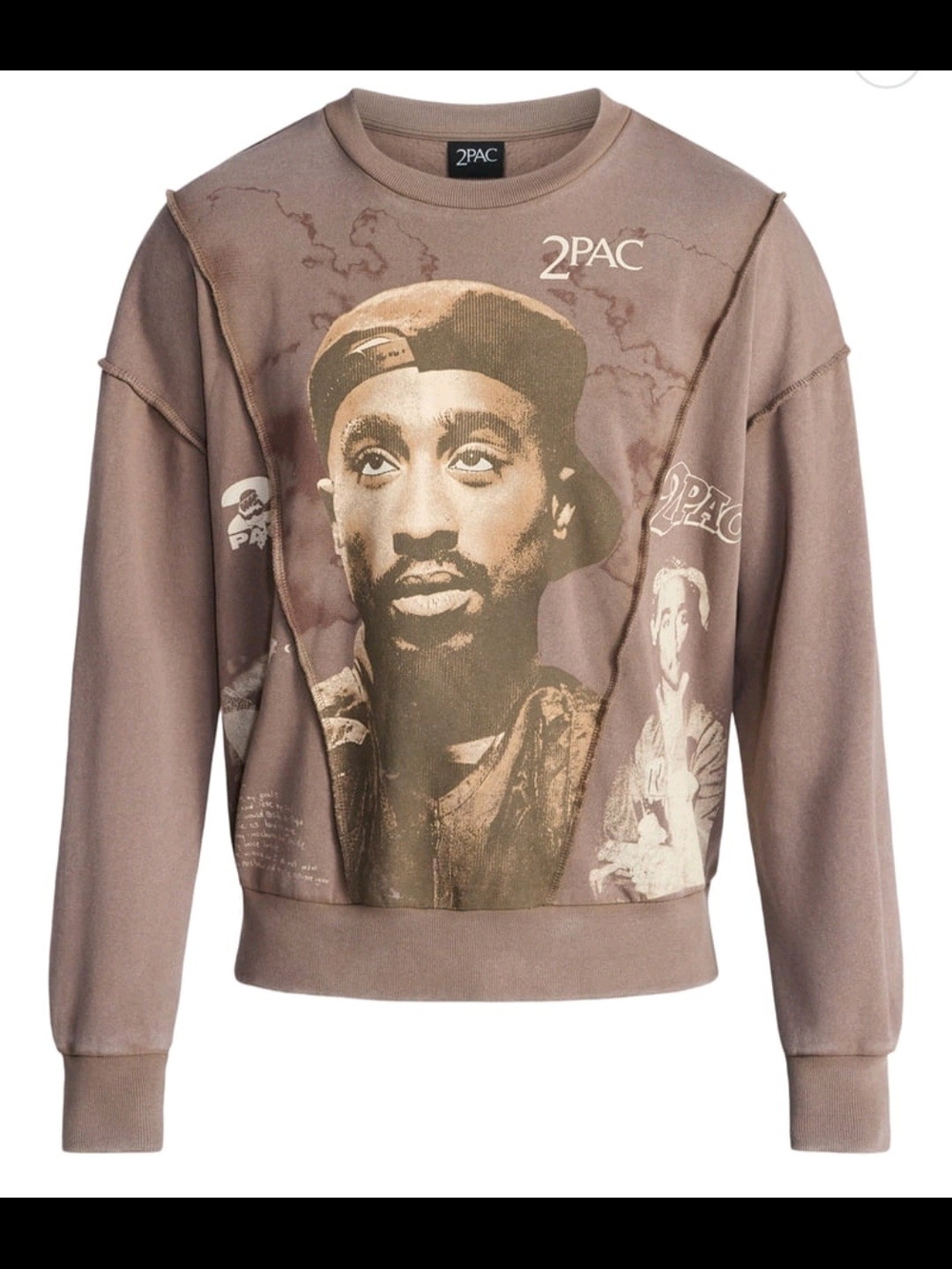 Vintage-Style Taupe Crewneck Sweatshirt - 2PAC